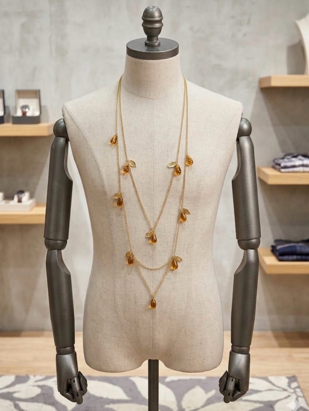 Avenue Gold Layered Teardrop Drop Necklace